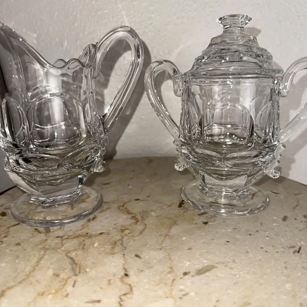 Vintage Fostoria Argus Glass Sugar Bowl & Creamer Henry Ford Museum HFM